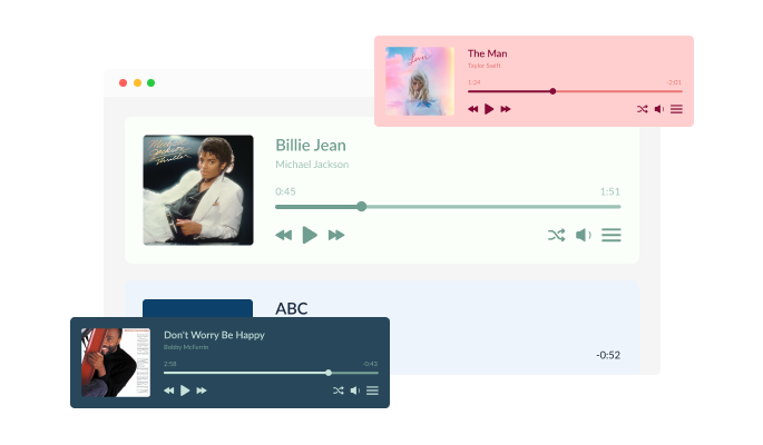 Audio Player - Selection of colorful skins for your Elementor website