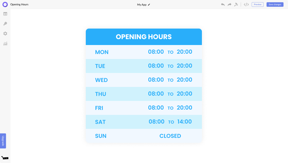 Opening Hours for Wix