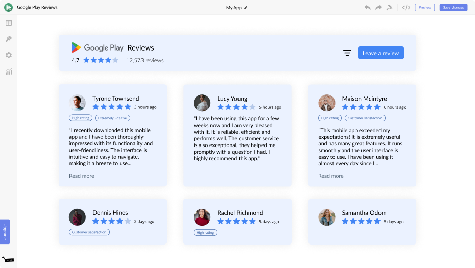Google Play Reviews for Weebly