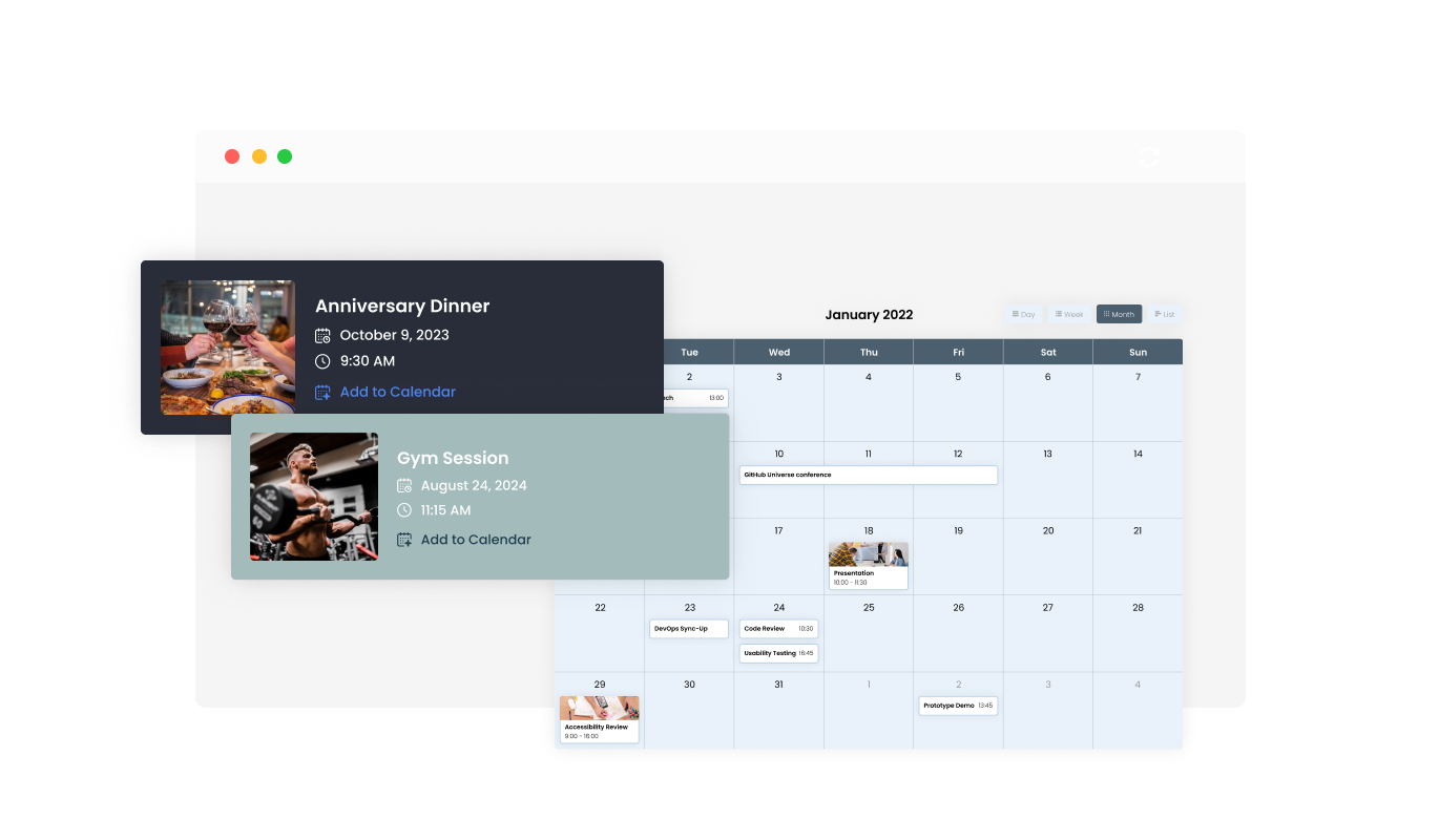 Calendar - Add Life to Your Events with Media Integration on Unbounce Calendar