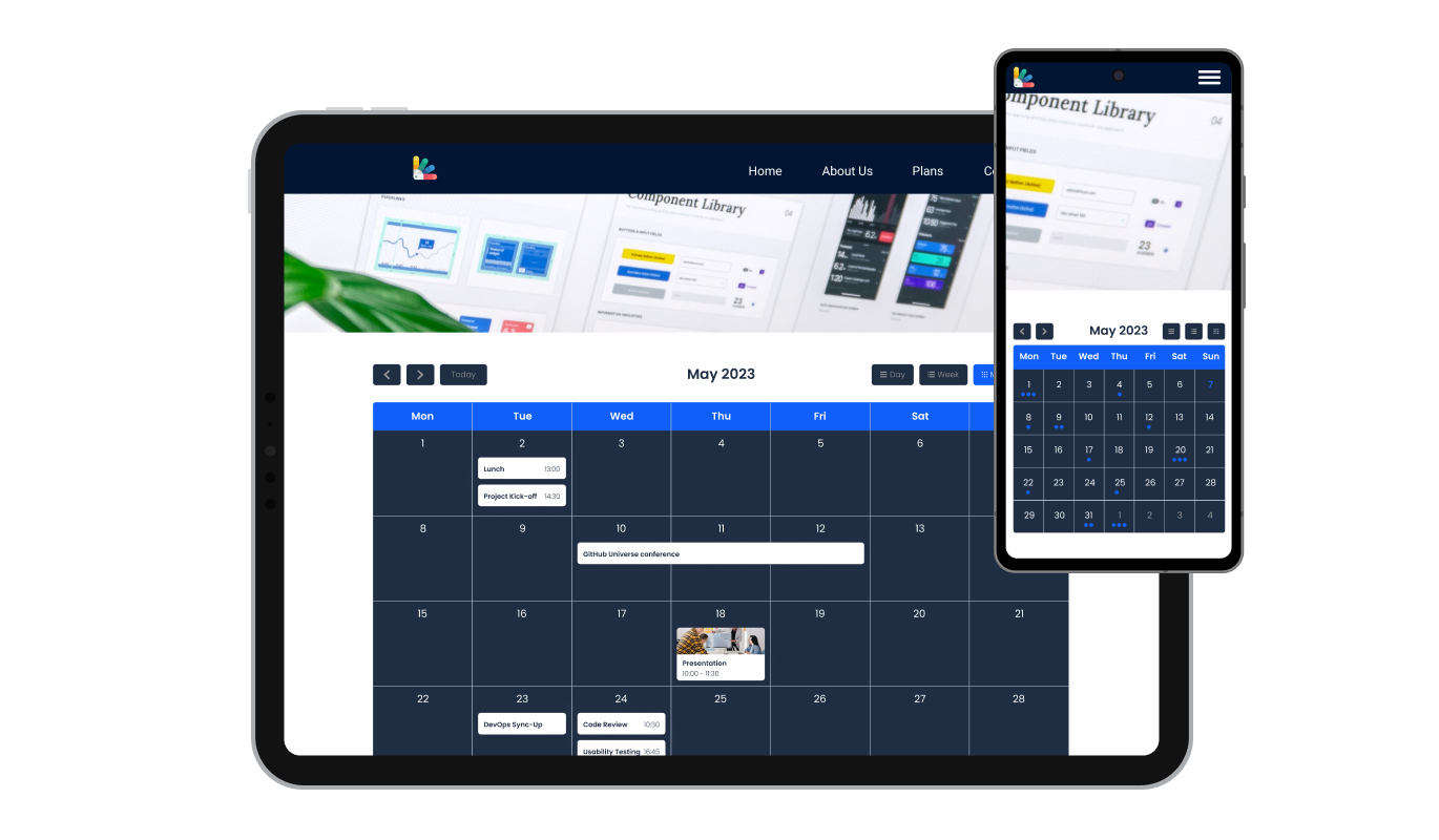 Calendar - Go Mobile with Carrd's Fully Responsive Calendar plugin