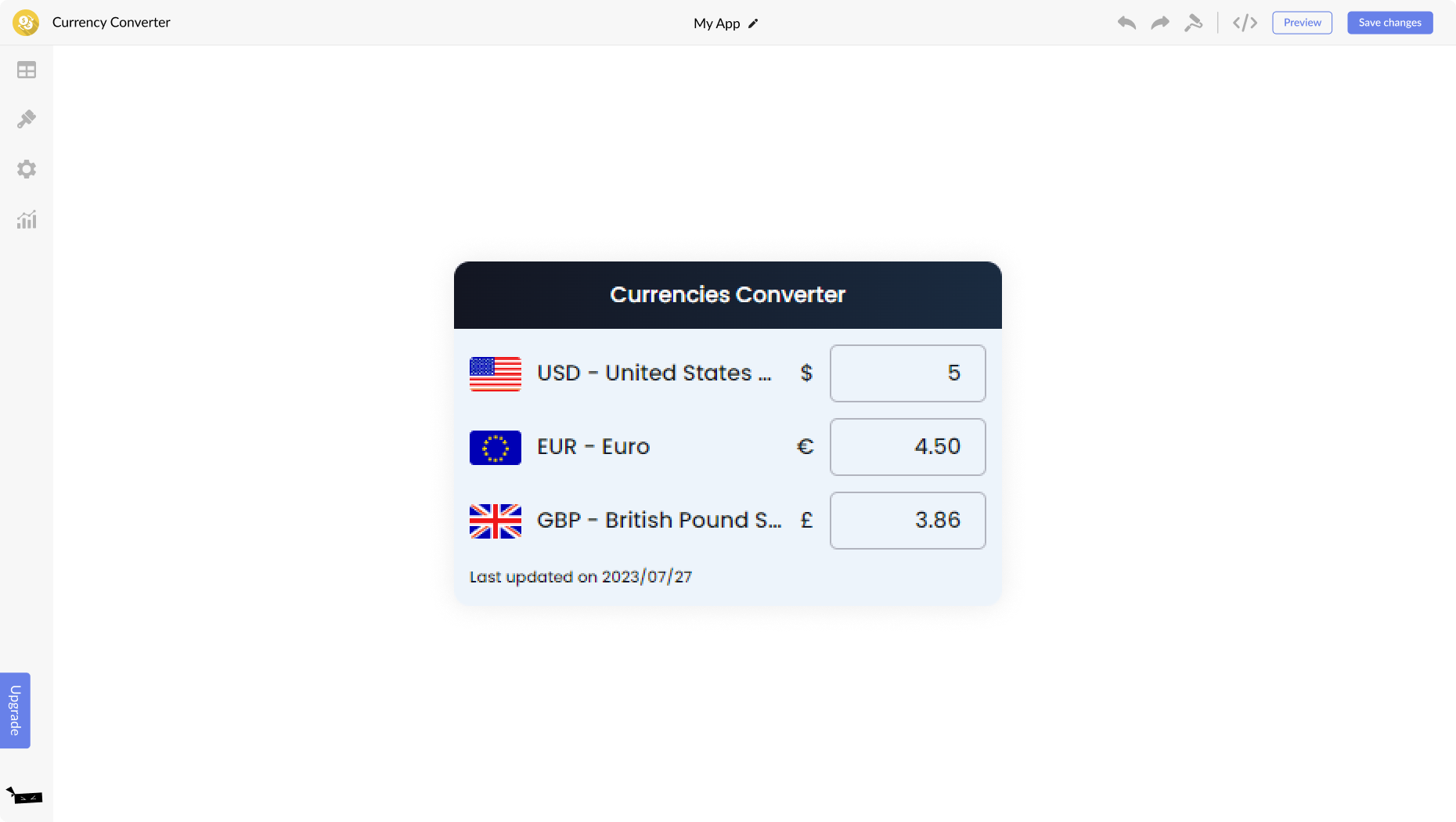 Currency Converter for Weebly