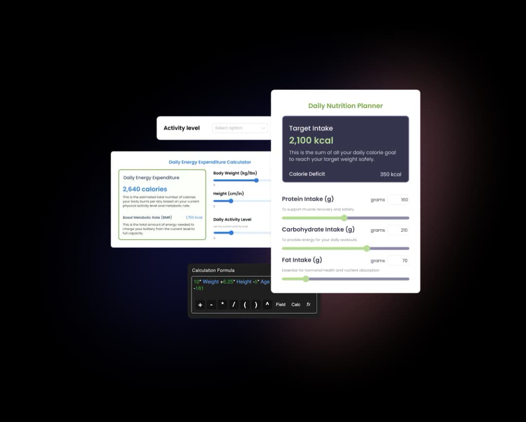 TDEE Calculator widget preview