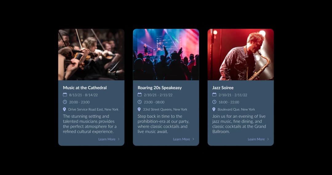 Event List widget preview