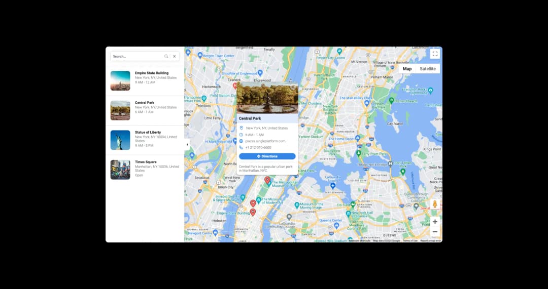 Google Maps widget preview