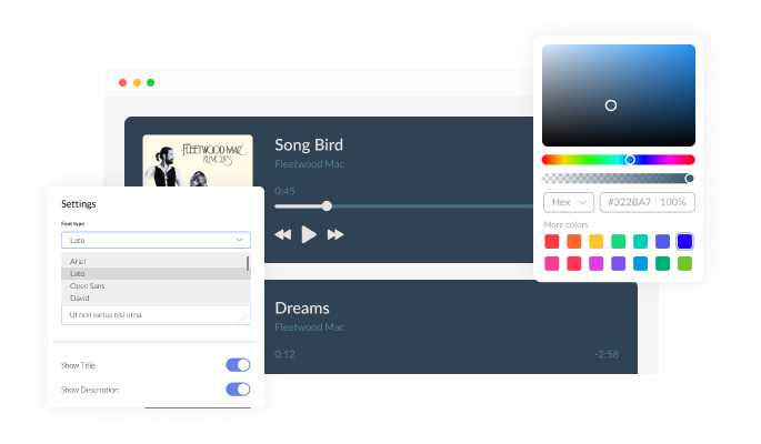 Audio Player - The widget design is fully customizable