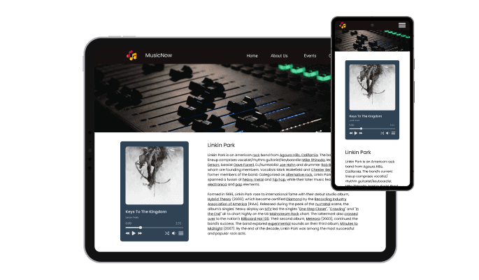 Audio Player - Responsive Design for your Vev website