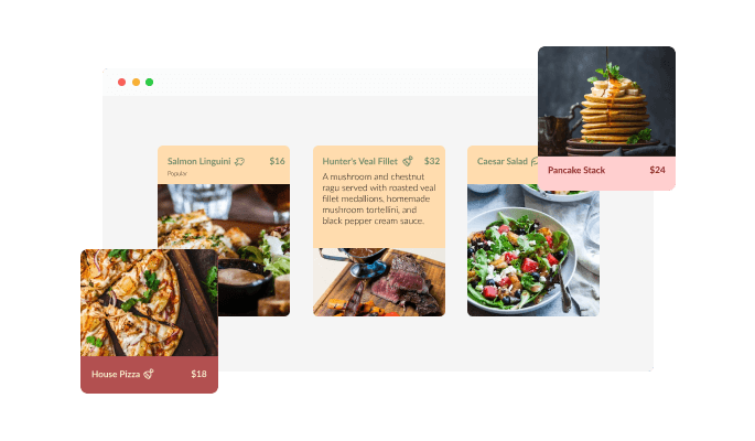 Restaurant Menu Flip Cards - Beautiful Skins for your SHOPLINE store