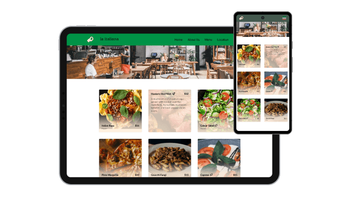 Restaurant Menu Flip Cards - Fully Responsive Design for your SHOPLINE store