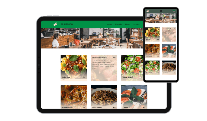 Restaurant Menu Flip Cards - Totally Responsive for your Overblog blog