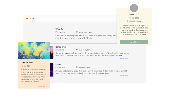 Event List - Stunning layouts for Carrd Event list 