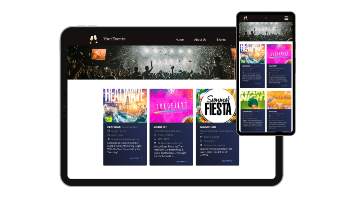Event List - Perfectly Responsive for your BandVista website