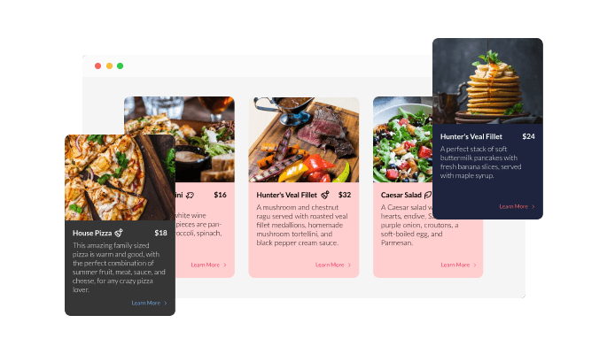 Restaurant Menu List - A selection of colorful skins for your Shogun store