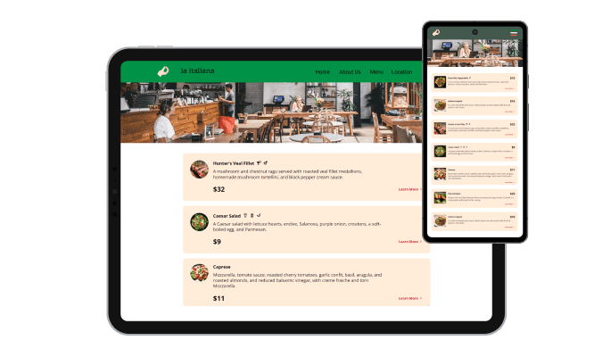Restaurant Menu List - Perfectly Responsive for your Shogun store