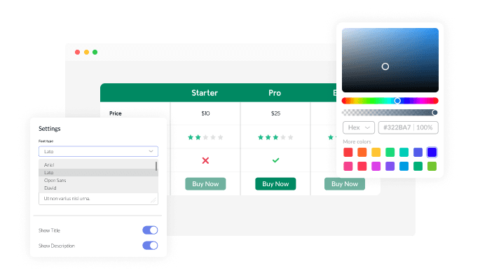 Comparison Tables - Fully Customizable Comparison Tables