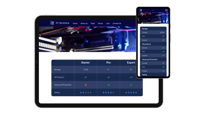 Comparison Tables - Perfectly Responsive Comparison Tables