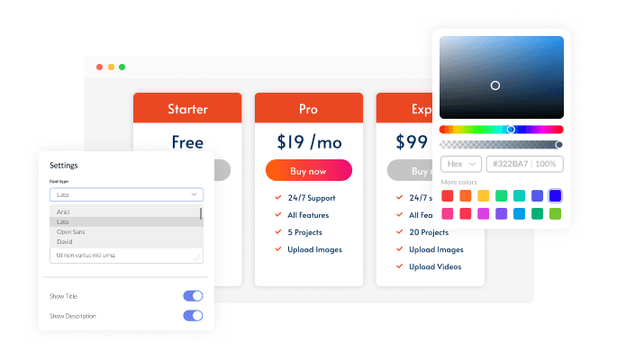 Pricing Tables - You can fully customize the widget design