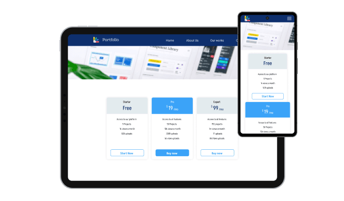 Pricing Tables - Designing for Carrd website is all about responsive design