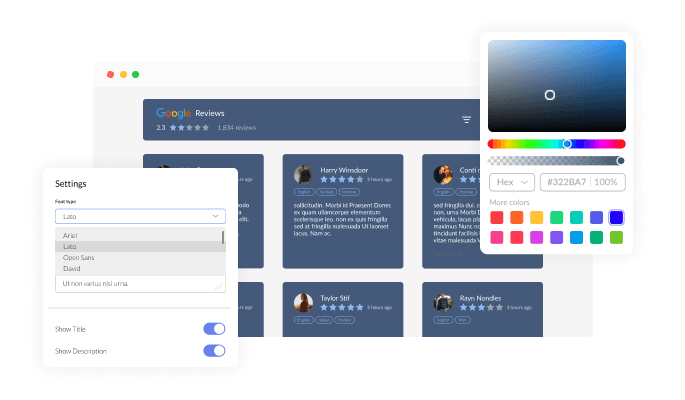 Google Reviews - The widget design is fully customizable