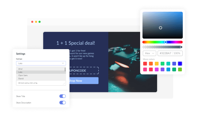 Coupon Popup - You can fully customize the plugin design