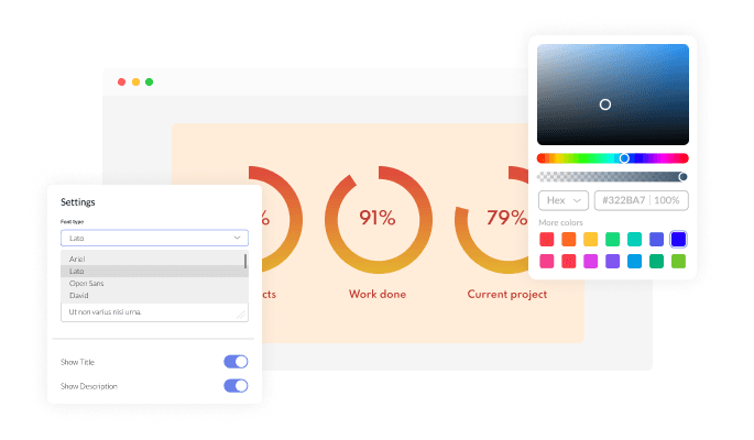 Progress Circles - The widget design is fully customizable