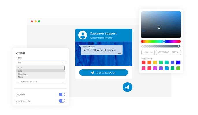 Telegram Chat - You can fully customize the widget design