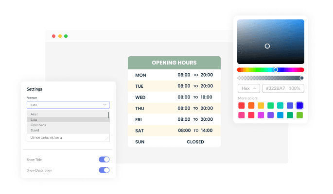 Opening Hours - Easily customizable app