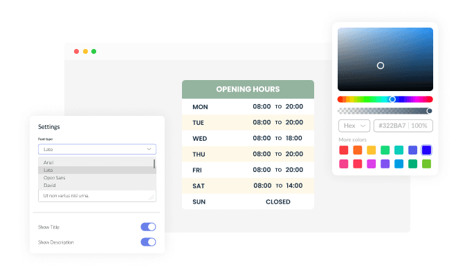 Opening Hours - You can fully customize the plugin design