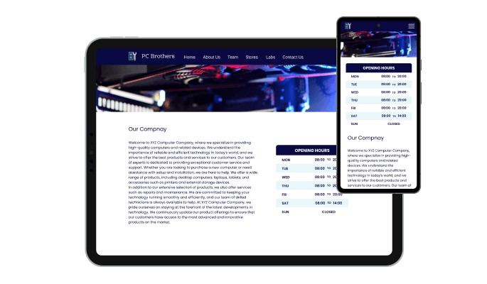 Opening Hours - Perfectly Responsive Design for your PinnacleCart store
