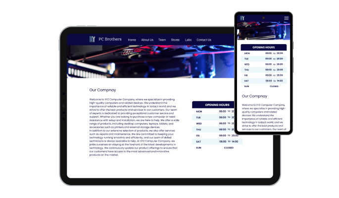 Opening Hours - Designing for Commerce Vision website is all about responsive design