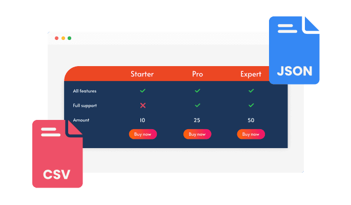 Comparison Tables - Use CSV to Tables with Ease