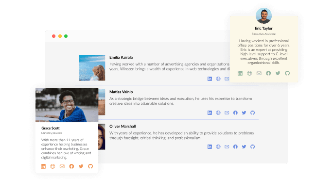 Team Member List - Selection of Stunning layouts for BigCommerce Team member list 