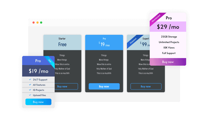 Pricing Tables - Use Ribbons on the Pricing tables for Carrd