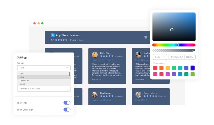 App Store Reviews - Fully Customizable App store reviews widget for Dorik