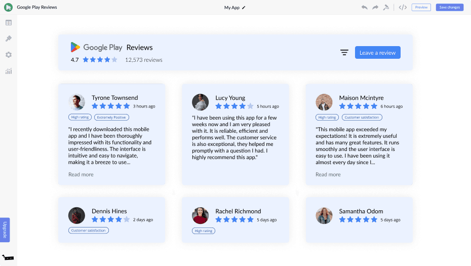 Google Play Reviews for SiteJet