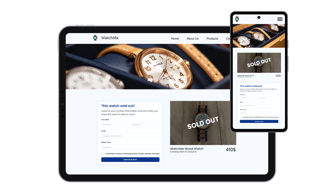Contact Form - Perfectly Responsive Design for your MyCashflow store