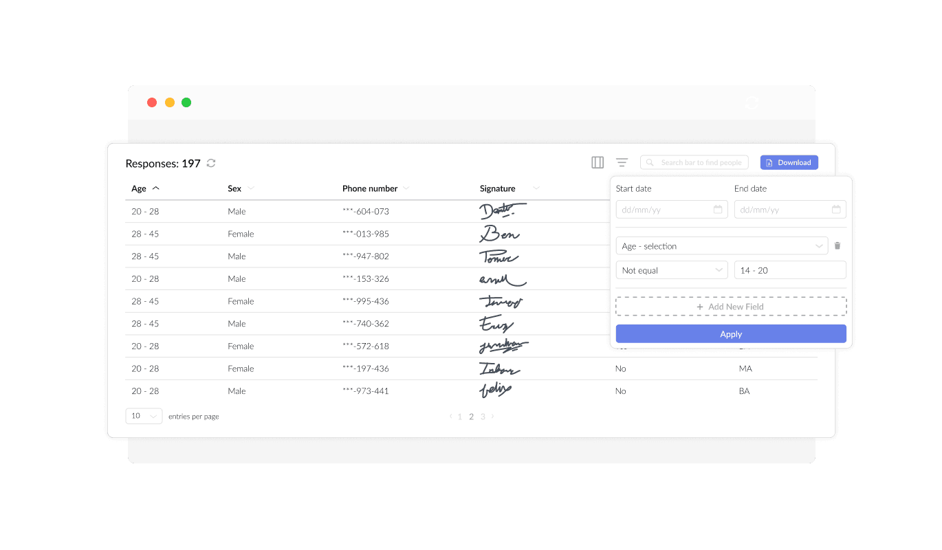 Petition Form - Keep Track of Petition Entries Effortlessly on Swipe Pages