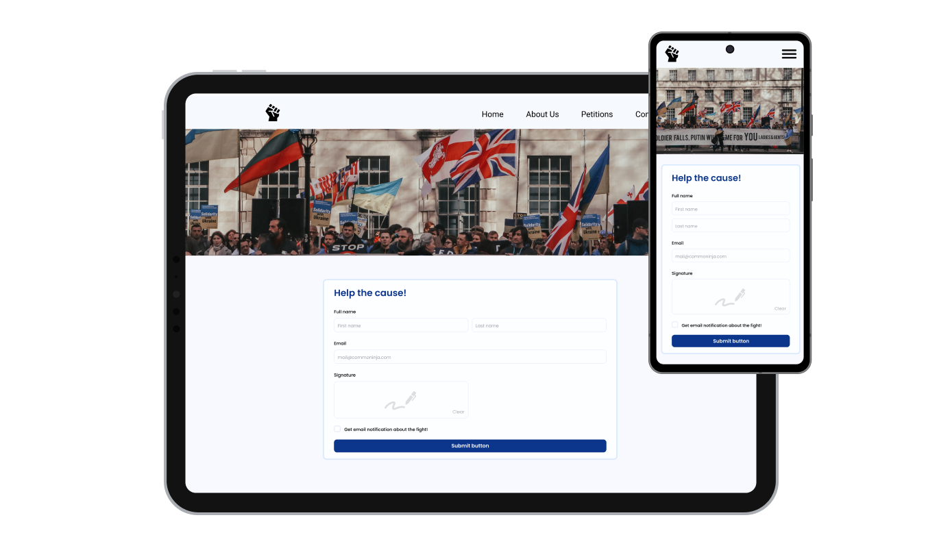 Petition Form - Mobile-Optimized: Dorik Petition Form That Looks Great on Any Device