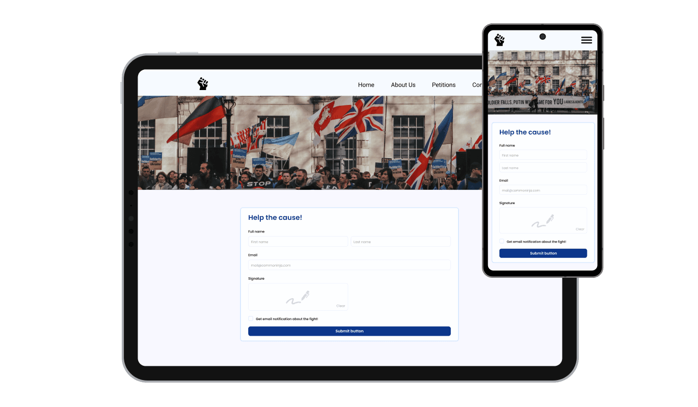 Petition Form - Fully Responsive Moto CMS Petition Form for All Devices