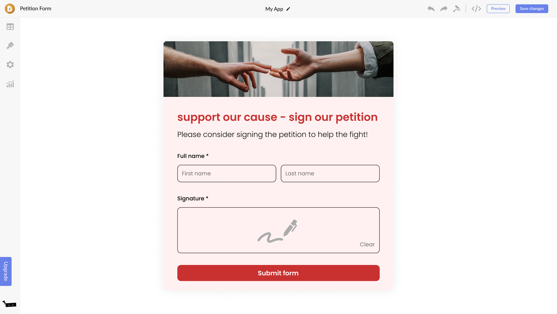 Petition Form for Swipe Pages