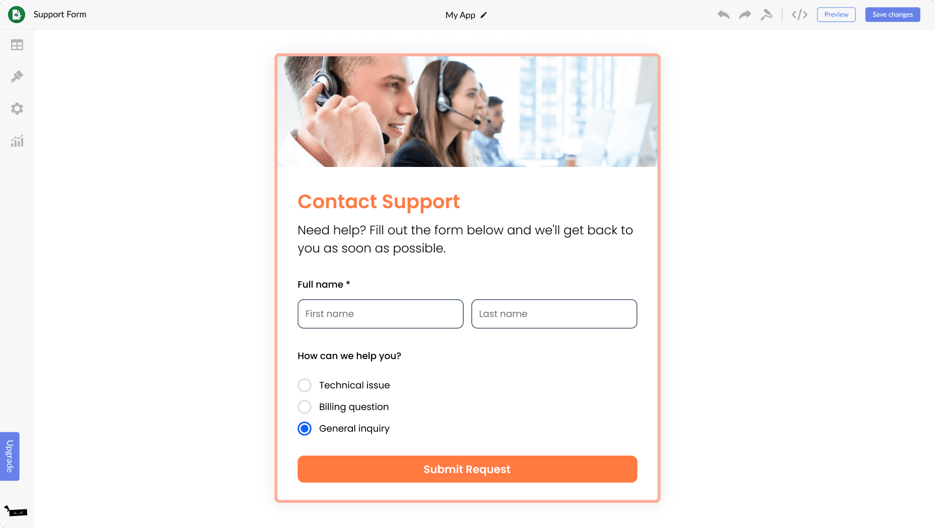 Free Support Form Builder for Google Sites