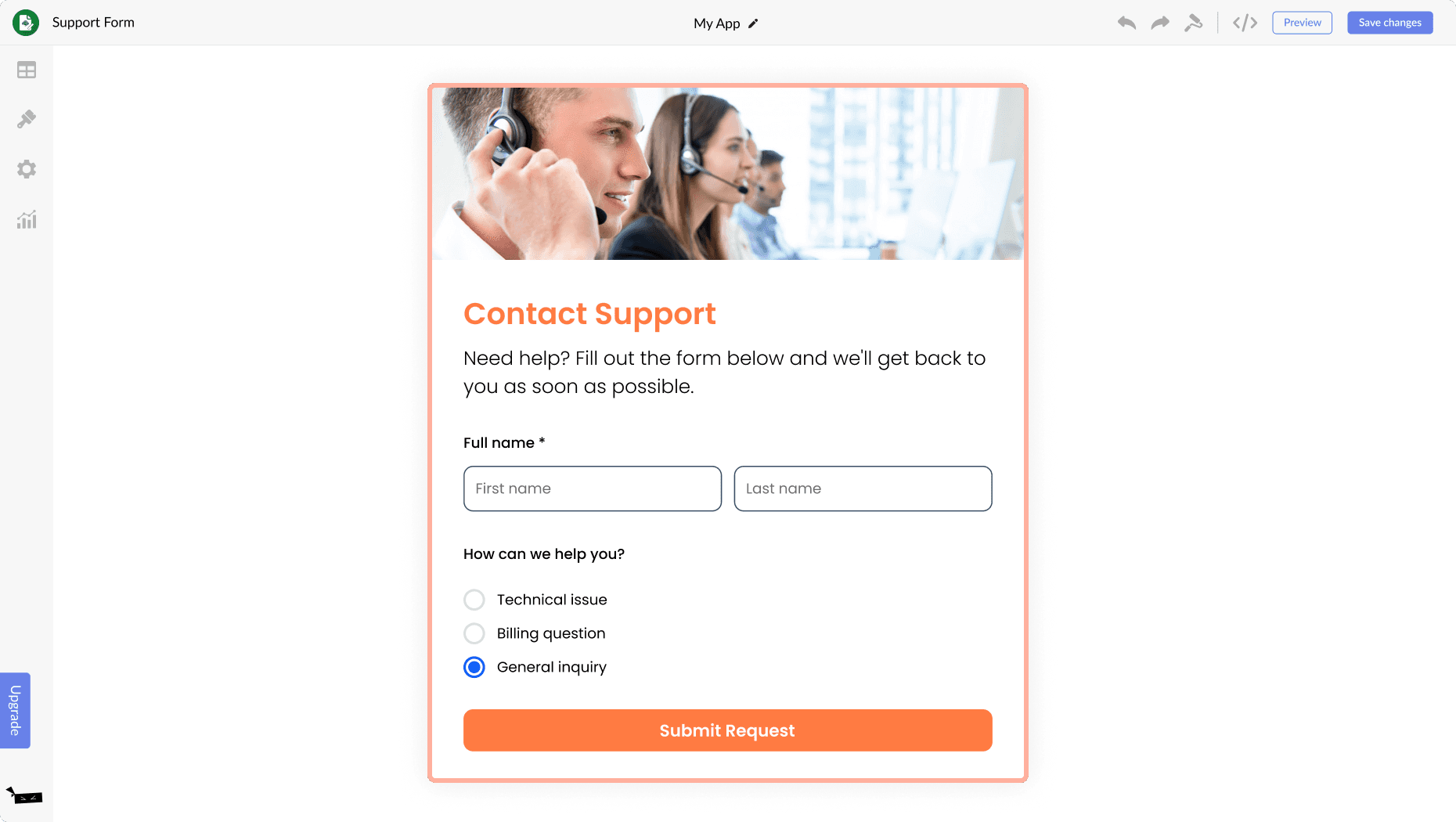 Support Form for Oxygen Builder