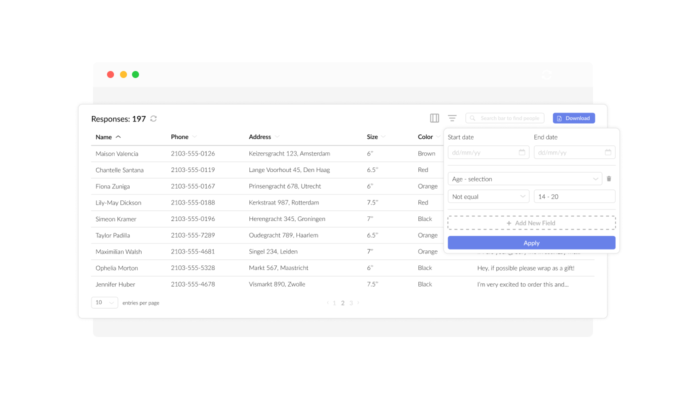 Order Form - Effortless Collection of Product Order Data on you Bazium website