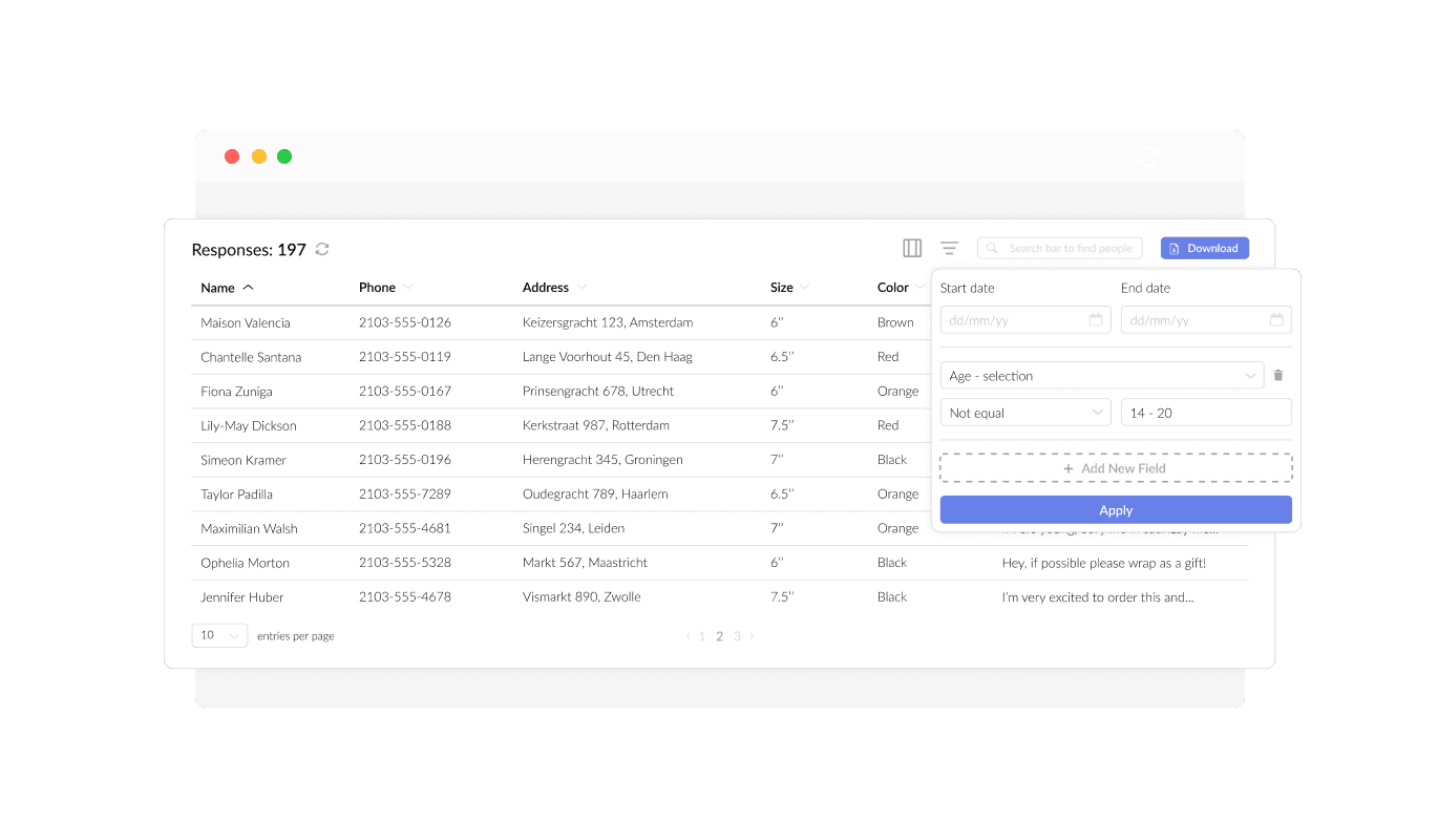 Order Form - Effortless Collection of Product Order Data on you ScoreApp landing page