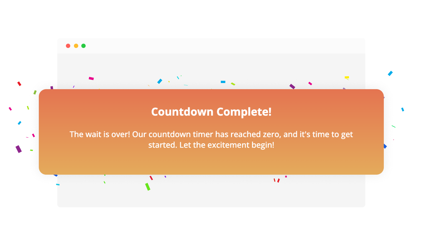 Countdown - Joyful Confetti Animation and Bespoke Countdown Conclusion