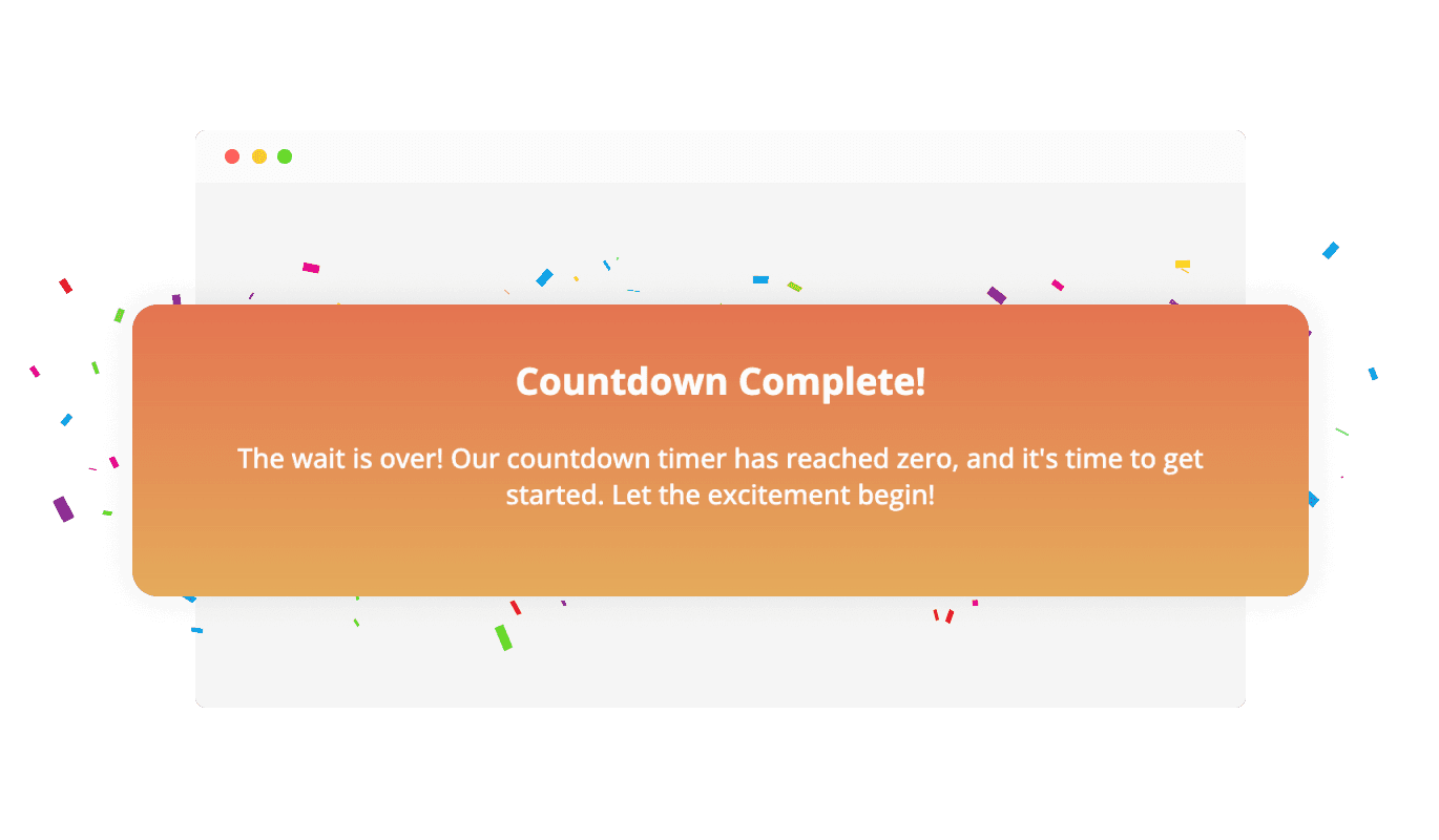 Countdown - Joyful Confetti Animation and Bespoke Countdown Conclusion