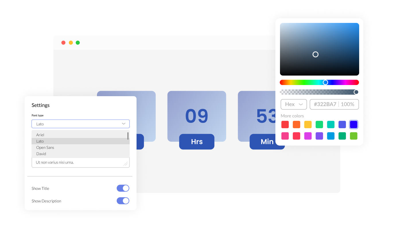 Countdown - Personalize Countdown Colors and Fonts on Zid