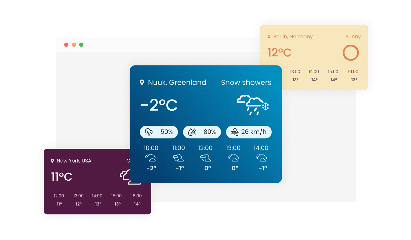 Live Weather Forecast - Multiple Skins for Tailor Brands Website Builder Live weather forecast widget