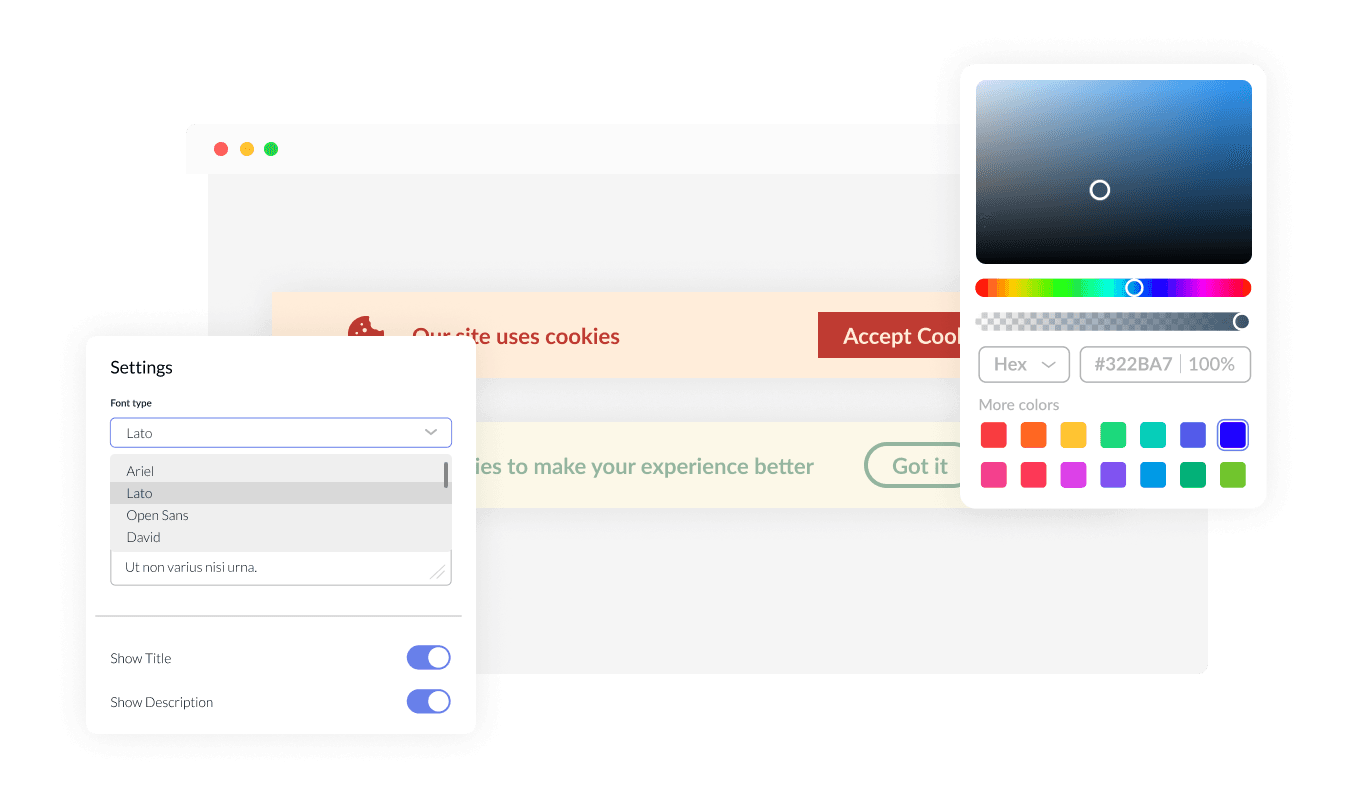 Cookies Consent Bar - Fully Customizable Consent Bar for Swipe Pages