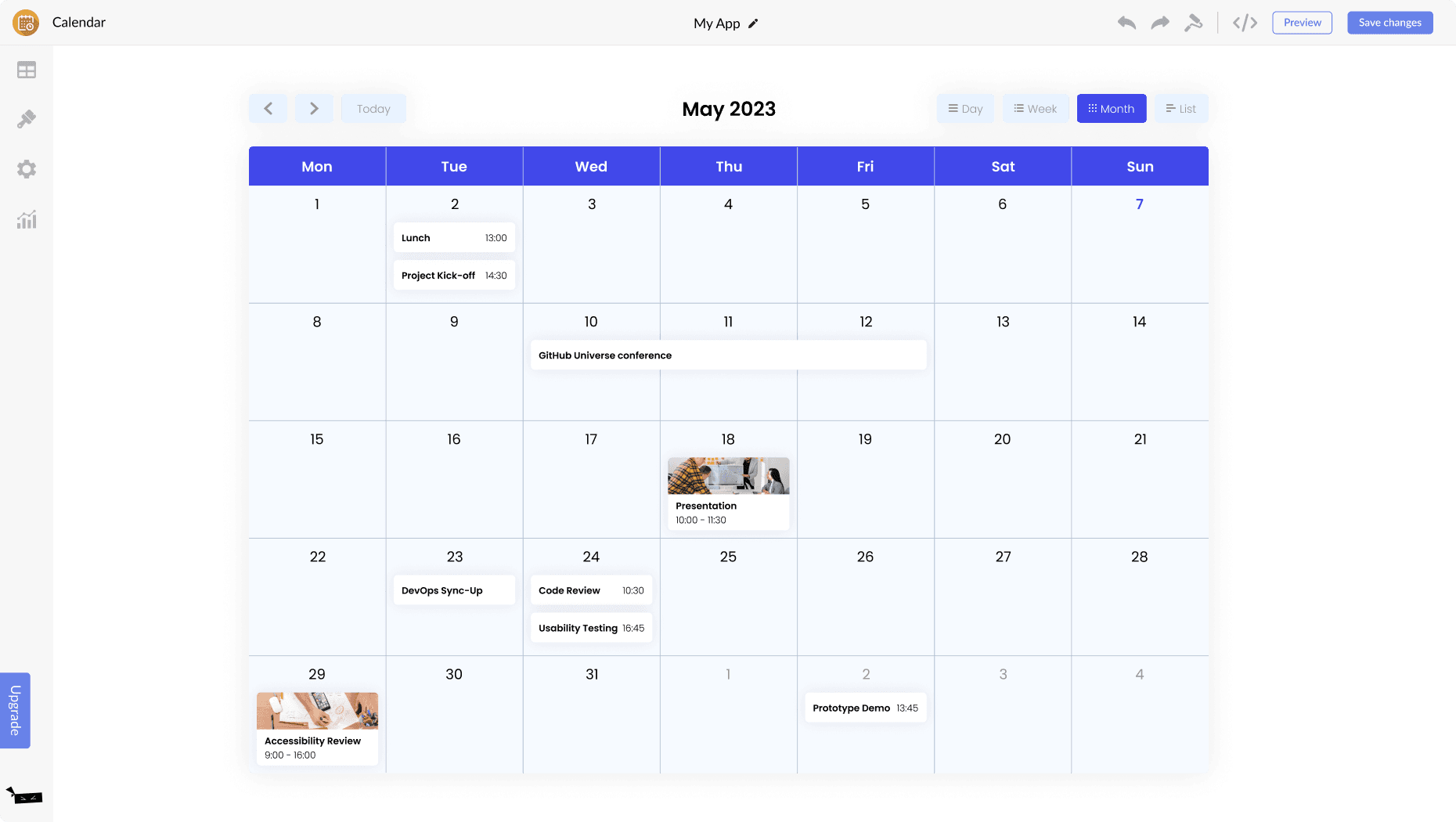 Calendar for Dorik